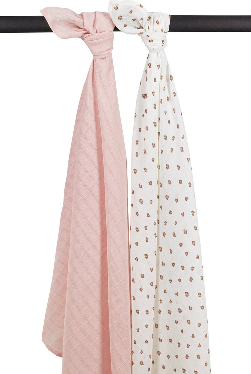 Meyco Baby Mini Panther Swaddle - Confezione da 2 - idrofila - rosa tenue - 120x120 cm