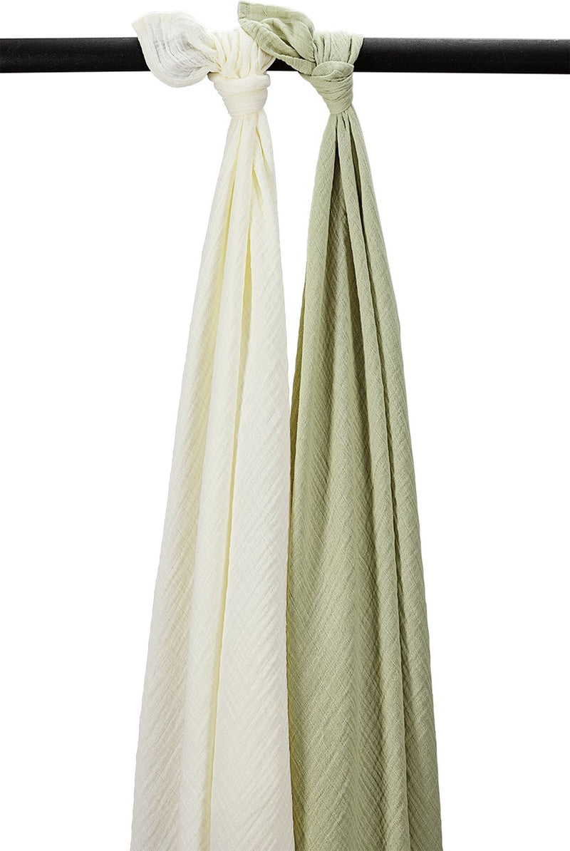 Meyco bebé uni arrullo - paquete de 2 - hidrofílico prelavado - oliva suave natural - 120x120cm