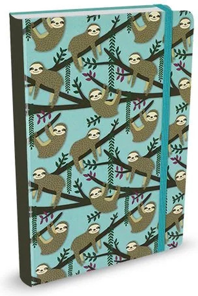 Peter pauper compacte notitieboek - sloths blue - met elastieksluiting - 13x18 cm