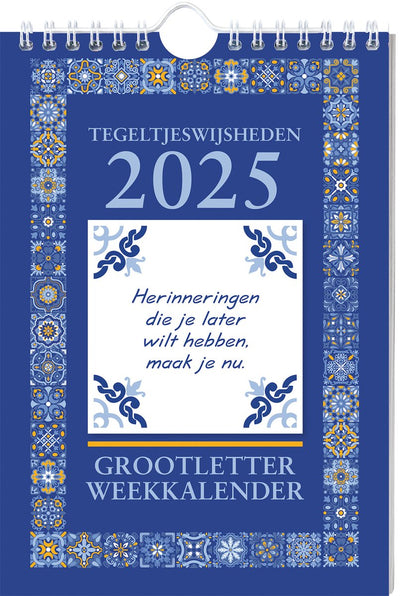 Calendario desprendible con letra grande, calendario semanal de sabiduría de azulejos - 2025