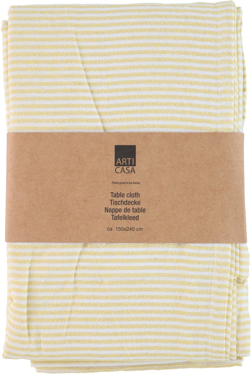 Arti casa mantel 150x240 cm - mantel de rayas amarillas - mantel para mesa de comedor - mantel grande para decoración de mesa - blanco y amarillo