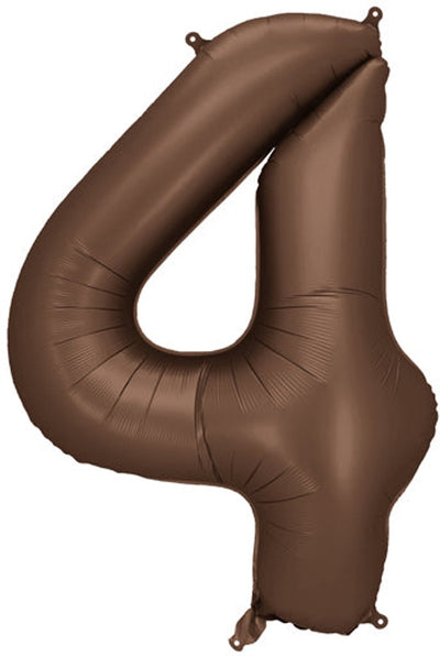 Palloncino foil numero 4 Partydeco marrone 86 cm