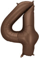 Partydeco folieballon nummer 4 in bruin 86cm