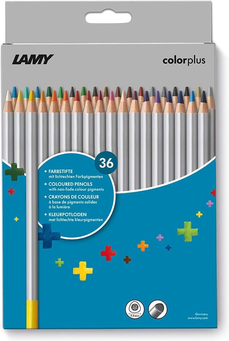 Lamy color+ 506 matite colorate | 36 pezzi | legno massello di tiglio | forma triangolare ergonomica | nucleo spesso ø 3,3 mm | inclusa scatola pieghevole | ideale per progetti creativi