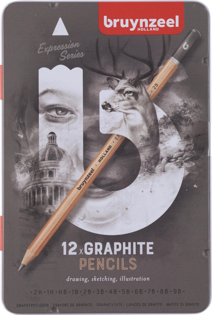 Bruynzeel Expression Graphite Pencils Blik 12