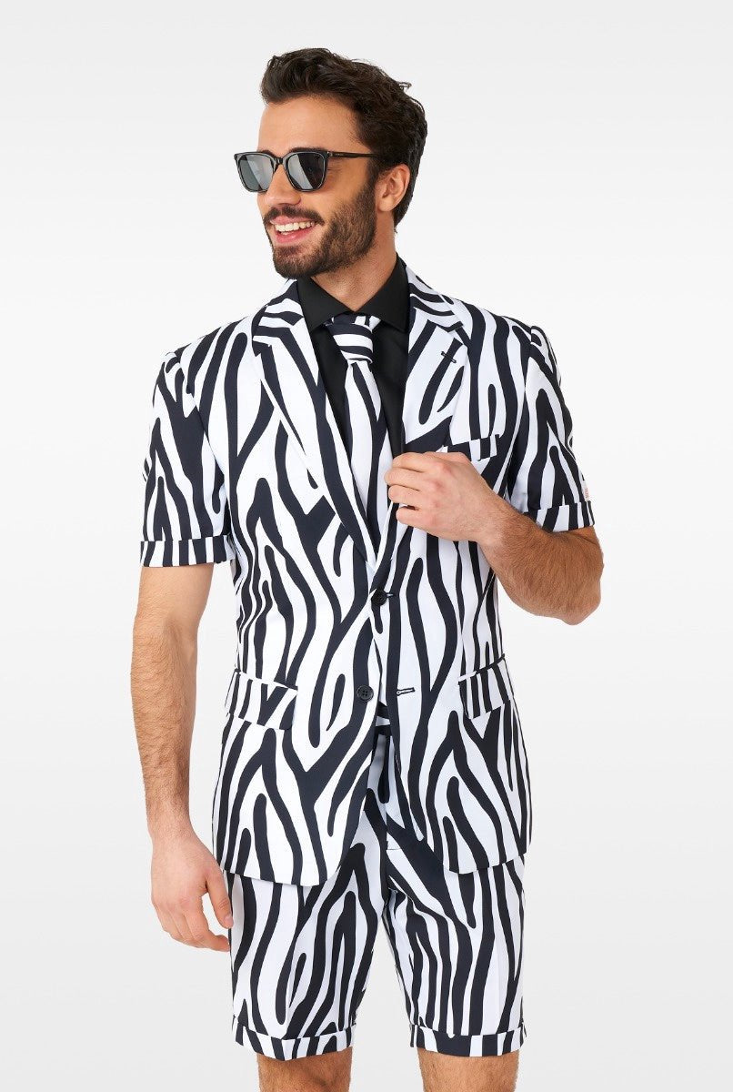 Opposuits zazzy zebra - traje de verano para hombre - disfraz tropical - ropa de carnaval - negro - talla eu 58
