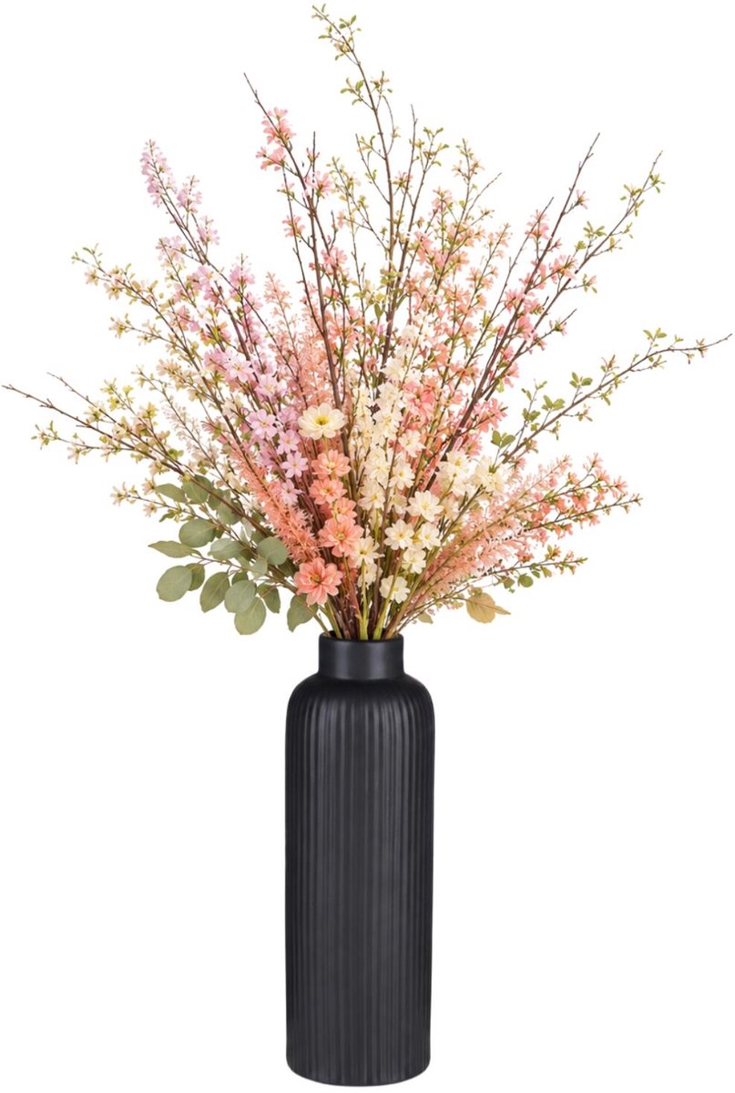 Arti casa articasa florero gomera - negro - 8 x 23 cm - cerámica - jarrones con forma de botella