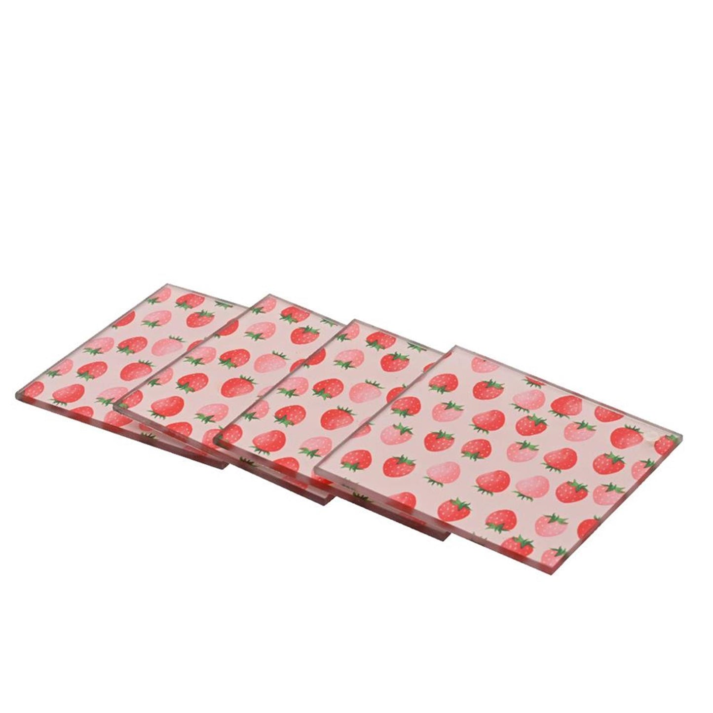 Decoris onderzetter aardbei glas 9x9cm