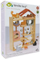 Tender leaf kattenhotel houten poppenhuis met katten en accessoires.