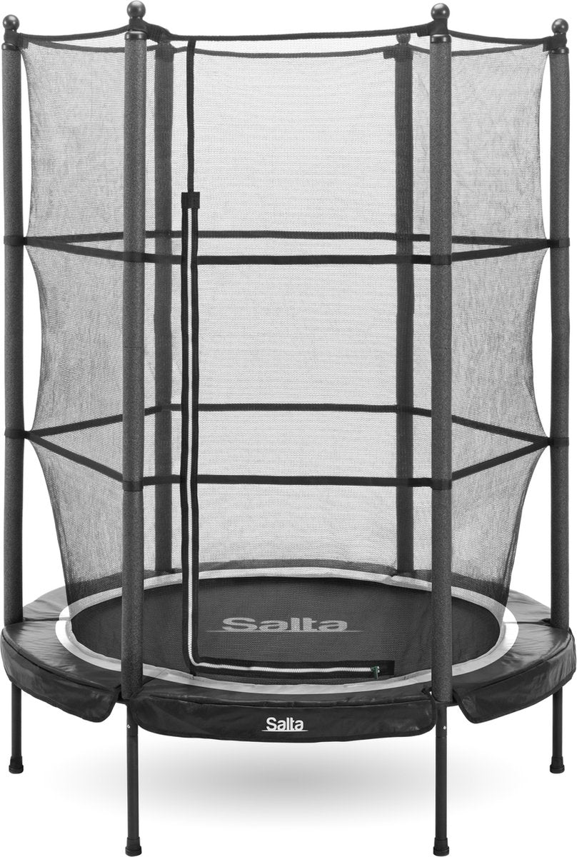 Salta junior - ø 140 cm - muelles elásticos y red de seguridad - mini trampolín redondo pequeño para interior y exterior - trampolín infantil - negro