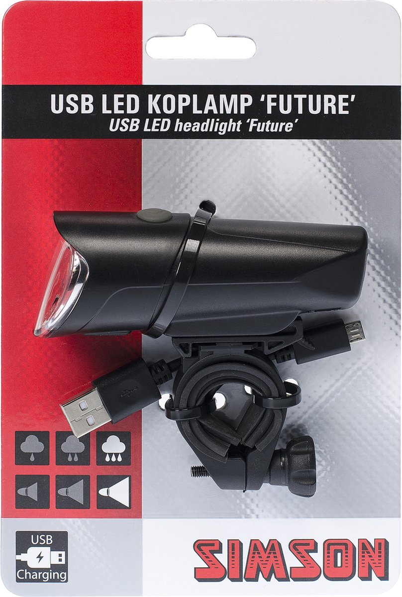 Headlight Future USB LED Rechargeable Black