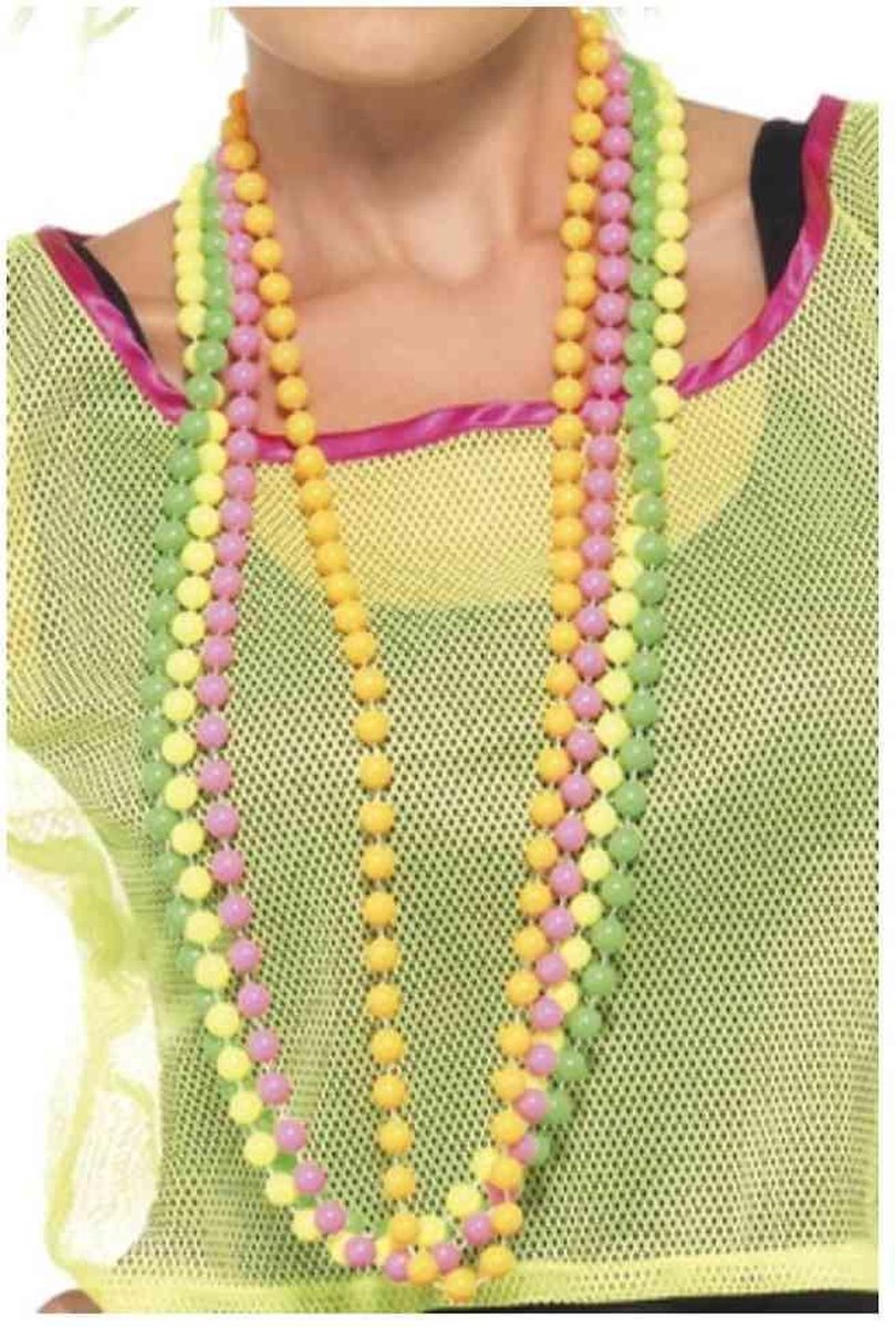 Collane di perline Smiffys Widmann - 4x - colori al neon - plastica - tema anni '80 - donne - gioielli
