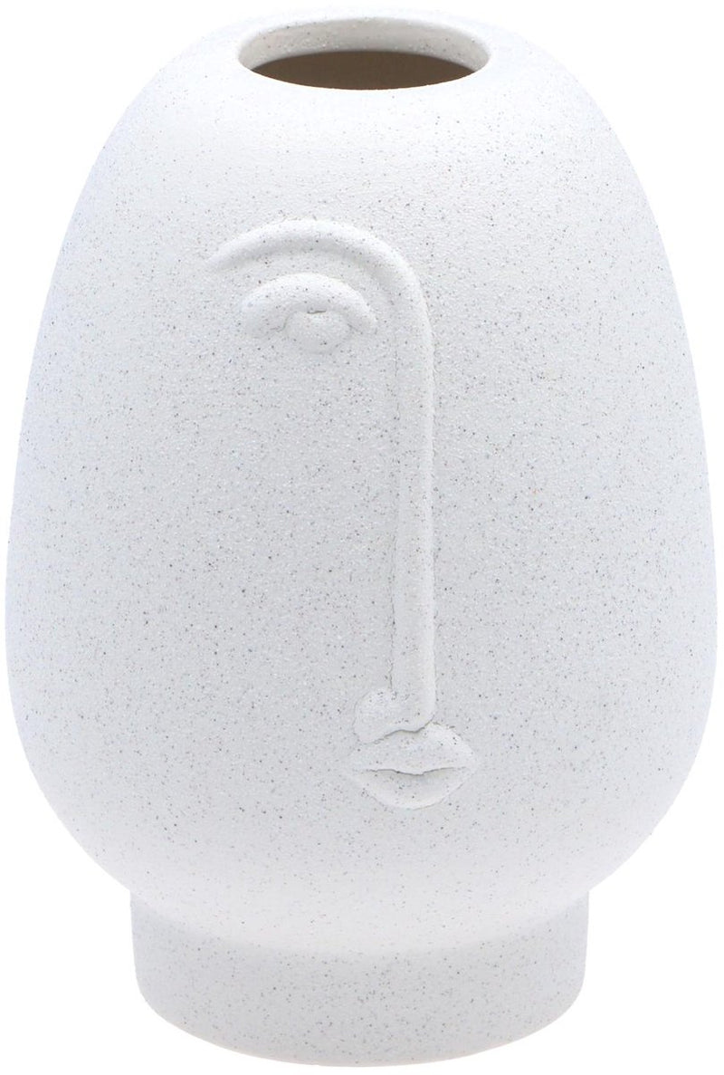 Vaso decorativo Arti casa face - vaso bianco con disegno in rilievo - vaso moderno per fiori e decorazioni d'interni - ø12 x 17 cm - bianco
