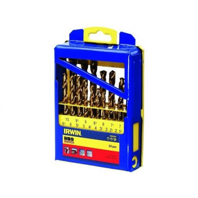 Irwin hss metal drills 135° titanium, 19-piece set in metal case: 1.0 - 10.0 mm in steps of 0.5 mm - 10502603