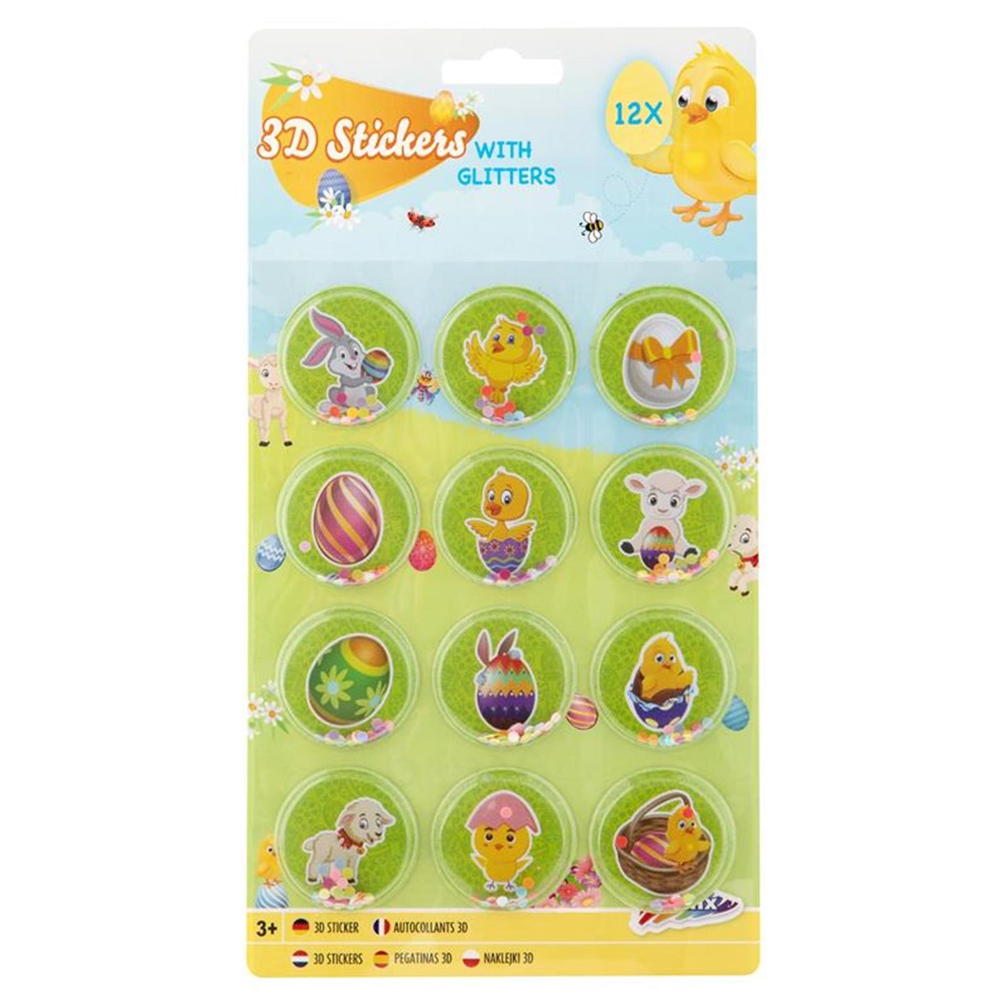 Creative Craft Group 3D Adesivi di Pasqua con glitter, 12 °.