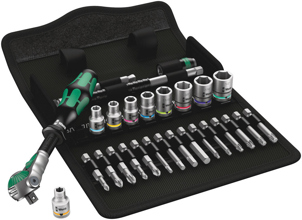 Wera 8100 sa 9 zyklop speed-ratelset gereedschapsset (zwart groen, 1 4 -aandrijving, 28-delig)
