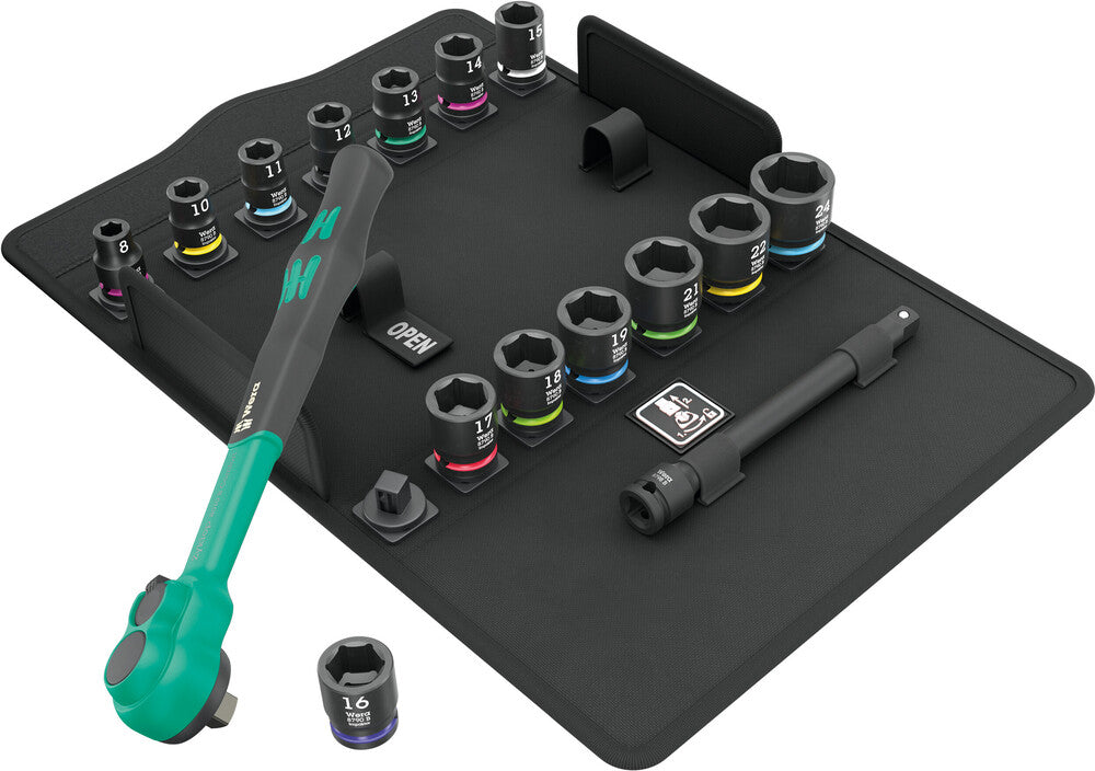 Wera 8100 sb 12 zyklop comfort ratelset, omschakelpal, 3 8 aandrijving, metrisch, 16-delig - 05005530001