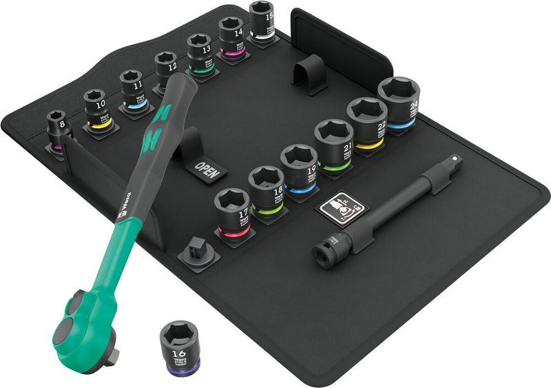 Wera 8100 sb 12 zyklop comfort ratelset, omschakelpal, 3 8 aandrijving, metrisch, 16-delig - 05005530001
