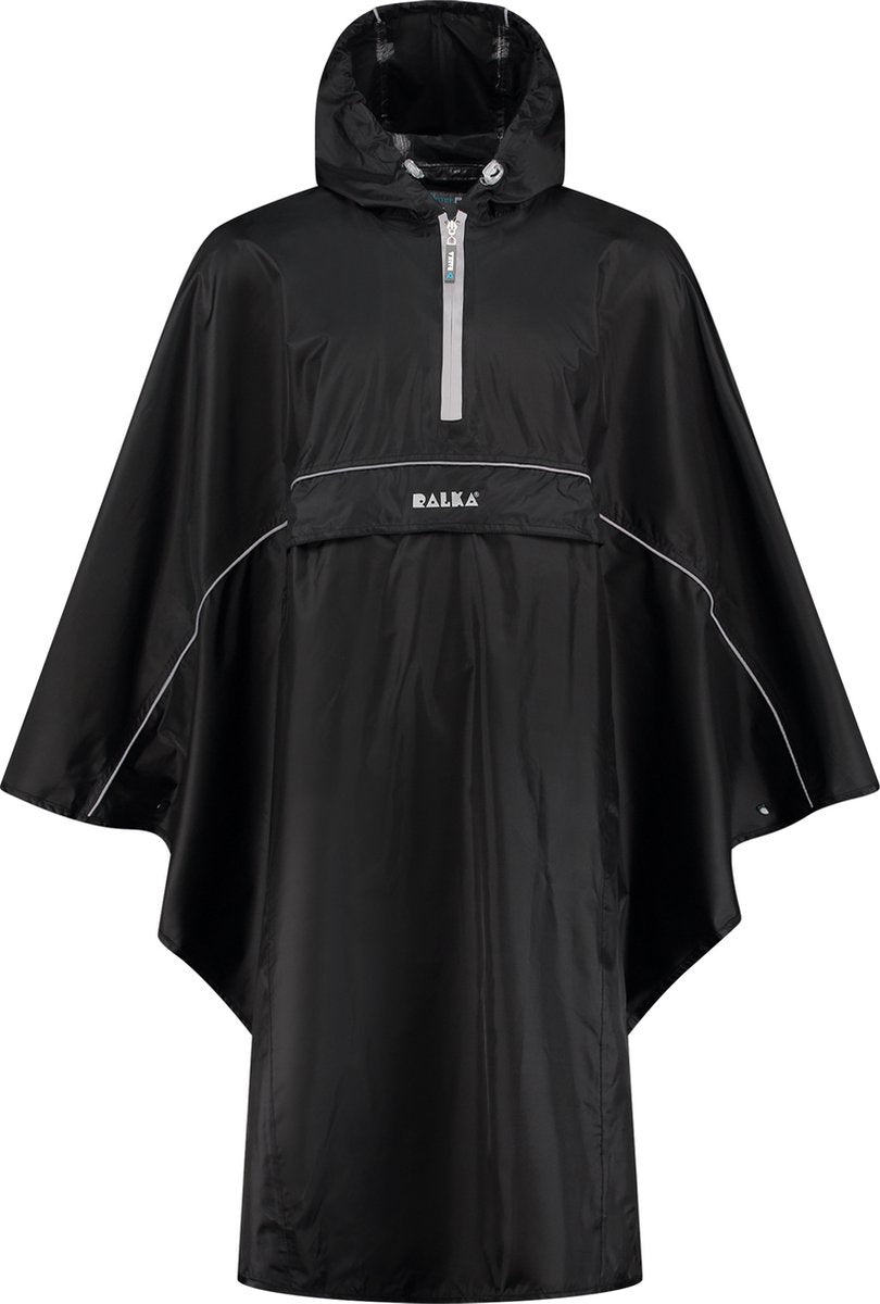 Poncho de lluvia Ralka impermeable reflejo - negro - adultos
