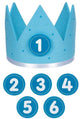 Corona de cumpleaños Goki azul l59,5cm, con números intercambiables del 1 al 6, fieltro, 1+