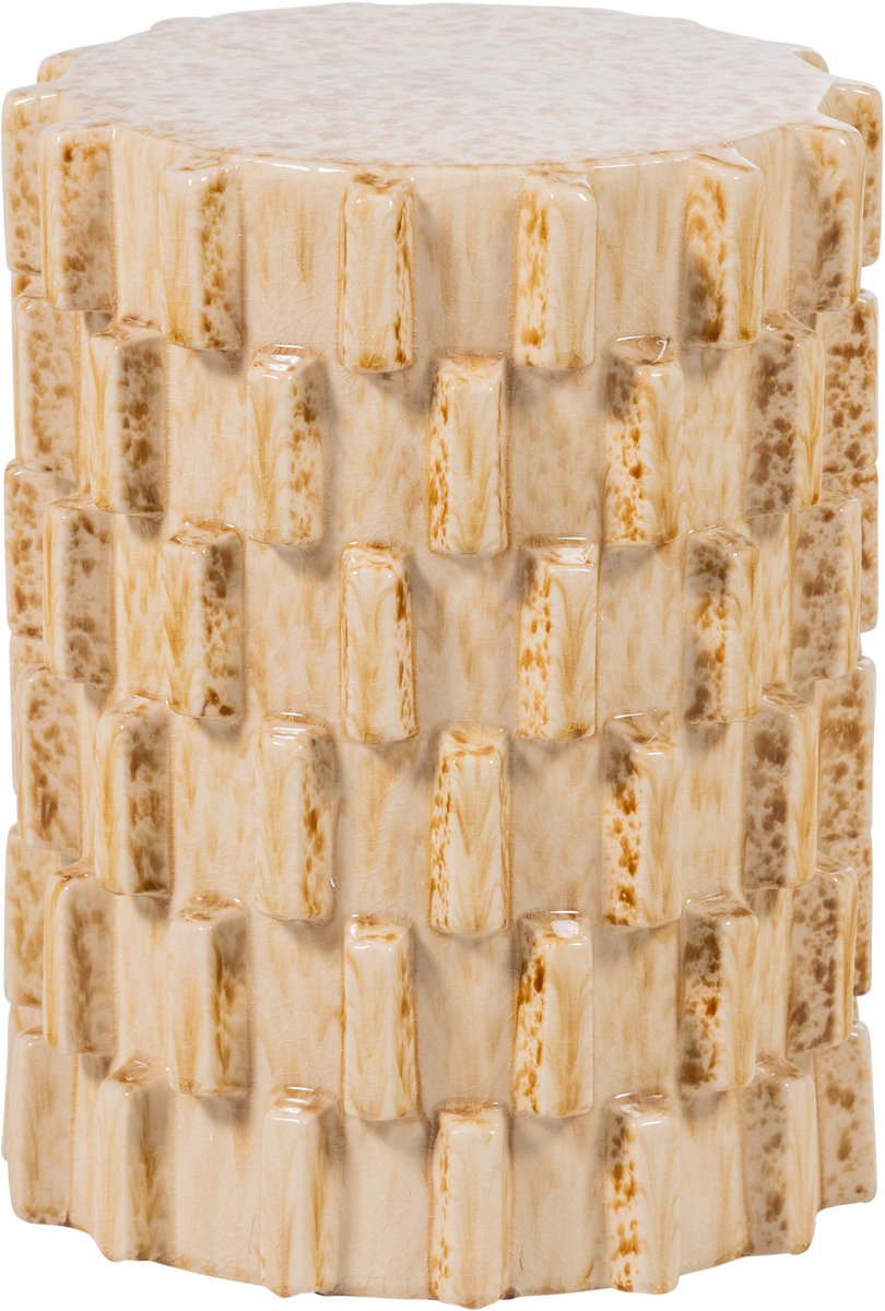 Mesa auxiliar decorativa Woood axu ø 35 cm - cerámica - arena - 45x35x35