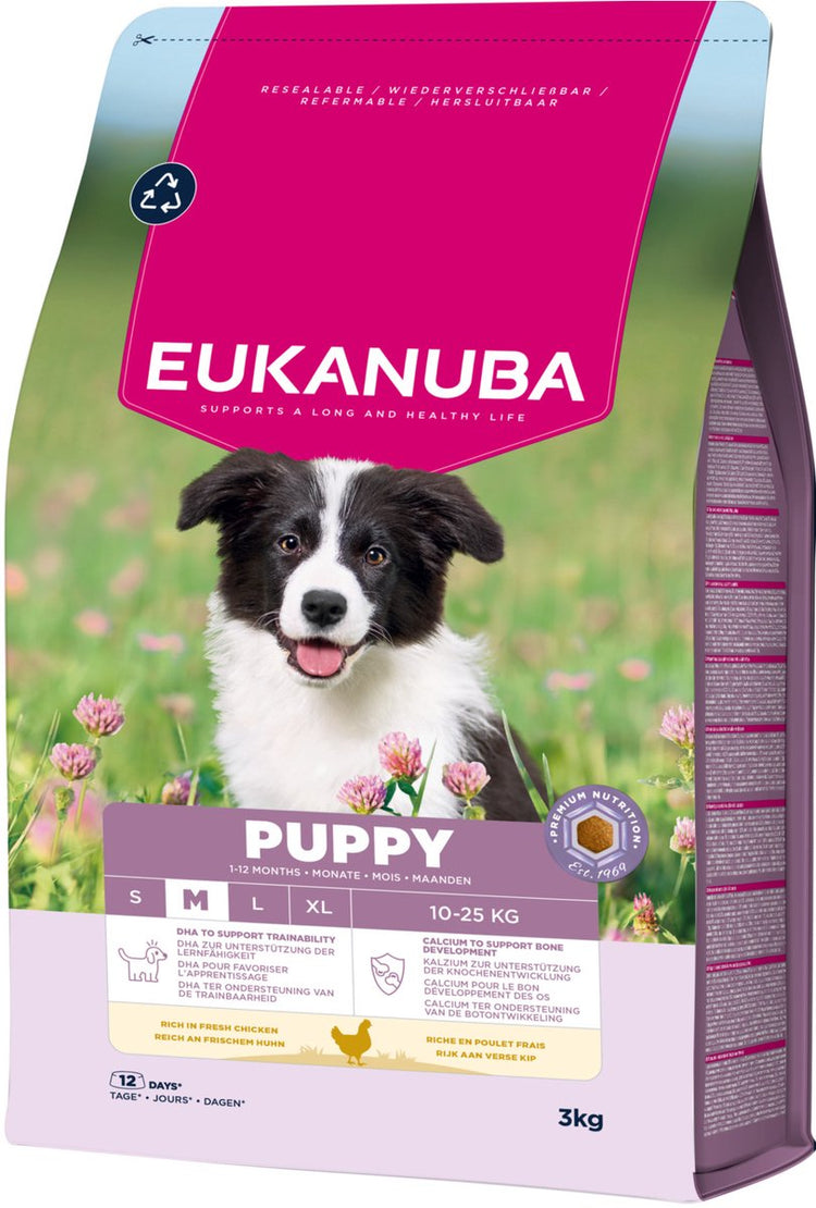 Eukanuba cucciolo di razza media pollo - cibo per cani - 3 kg