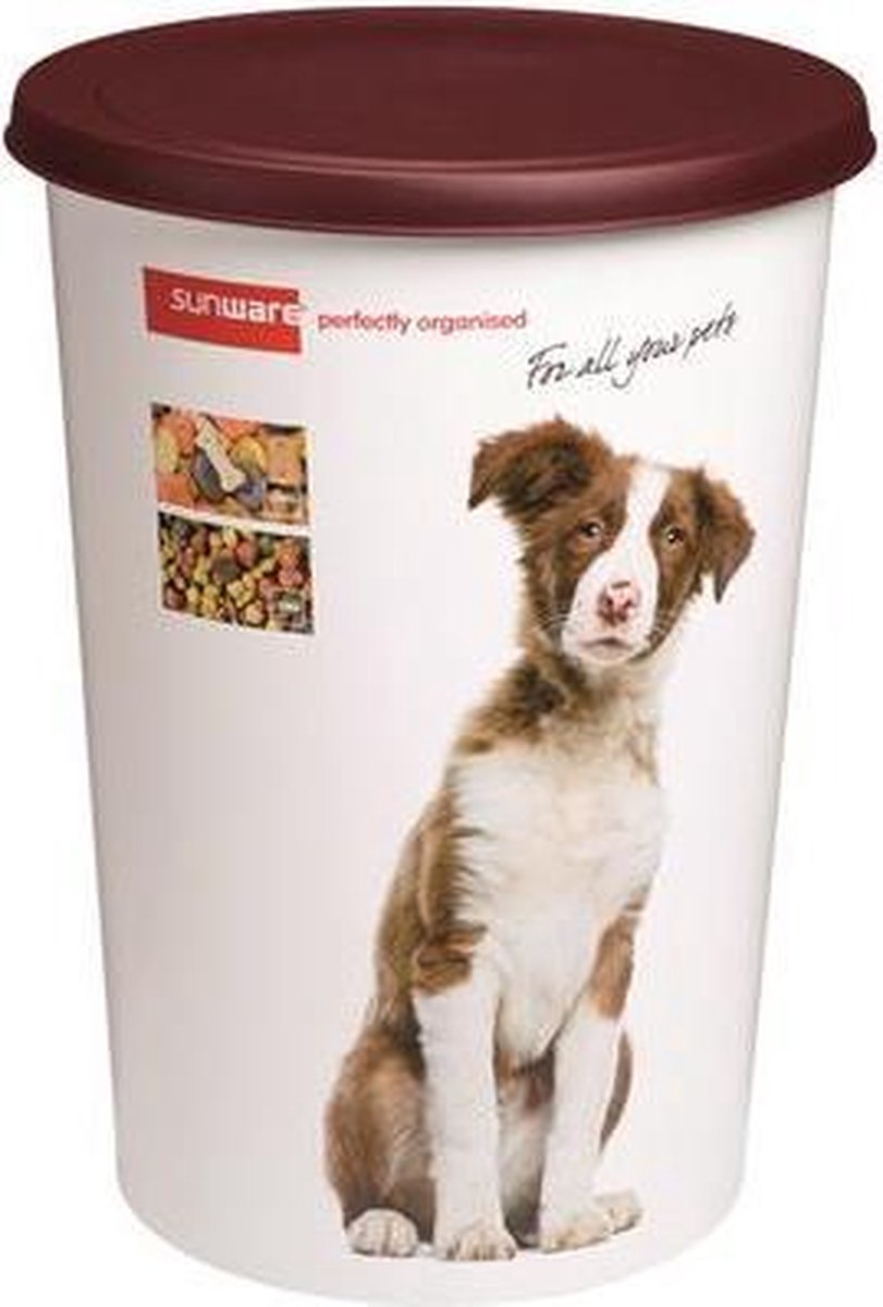 Sunware - twinga huisdierenvoerton 45l wit bordeaux - 37,5x37,5x52 cm