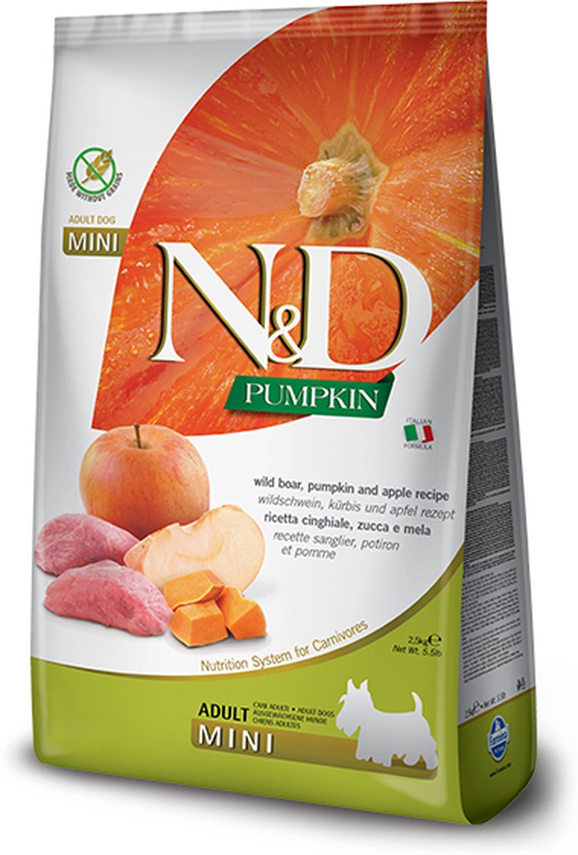 N d farmina gf pumpkin dog boar apple adult mini 2,5kg