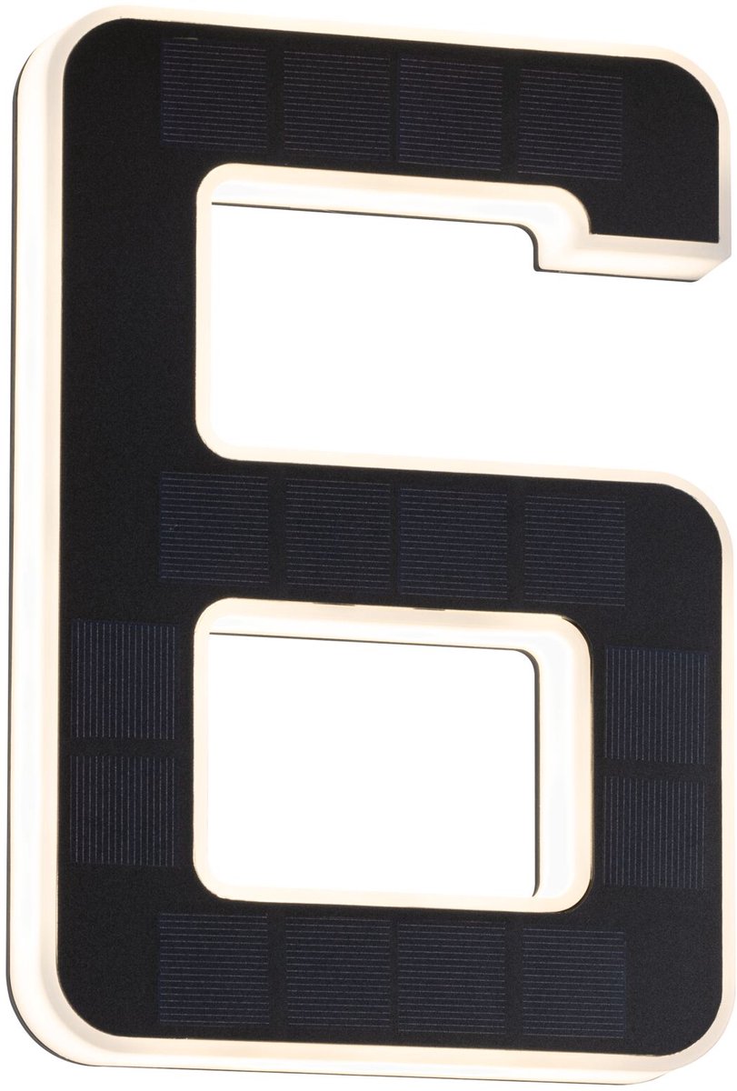 Paulmann solar led-huisnummerverlichting incl. verwisselbare accu nummer 6 ip44 3000k 6lm zwart