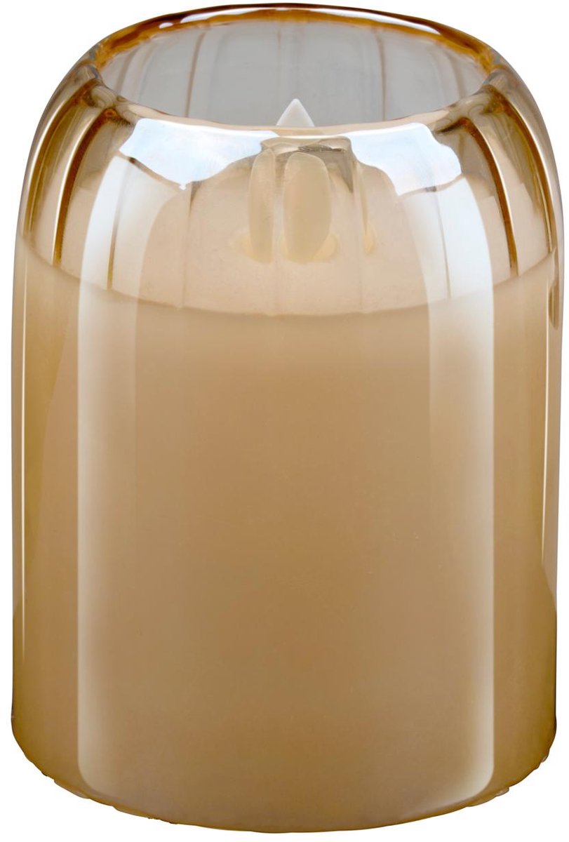 Arti casa led kaars in pot - bewegende vlam - timer 6 uur - 7,5 x 10 cm - beige