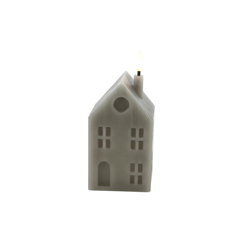 Countryfield led kaars huis m grijs 6,5x7,5x16cm