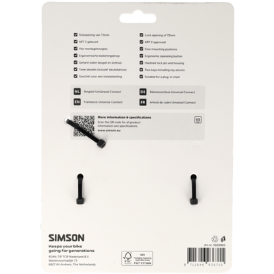 Simson ringslot universeel connect insteek 72mm art**