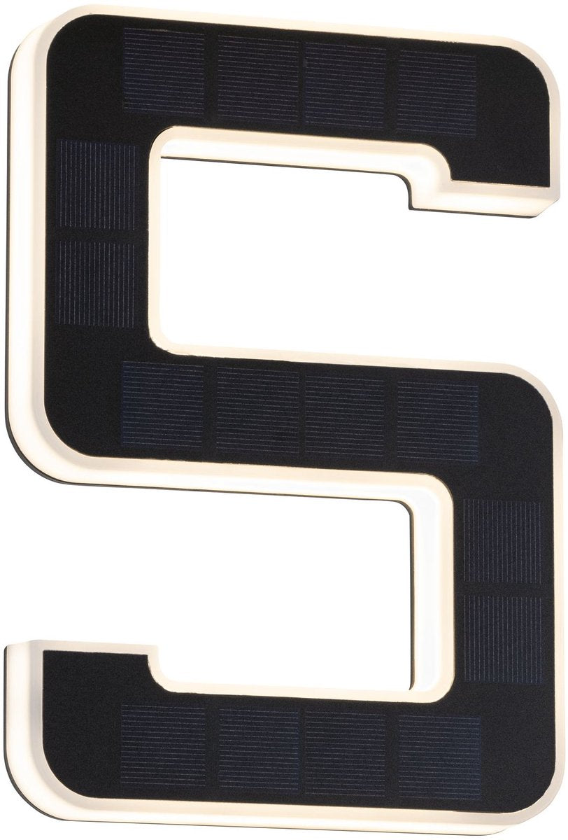 Paulmann solar led-huisnummerverlichting incl. verwisselbare accu nummer 5 ip44 3000k 6lm zwart