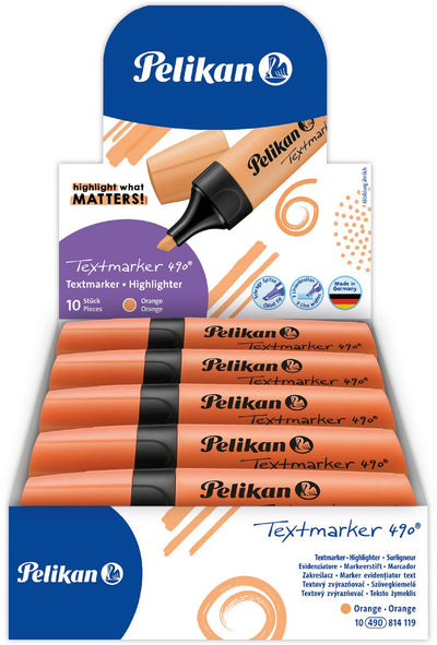 Pennarello Pelikan 490 - evidenziatore - arancione - 10 pezzi