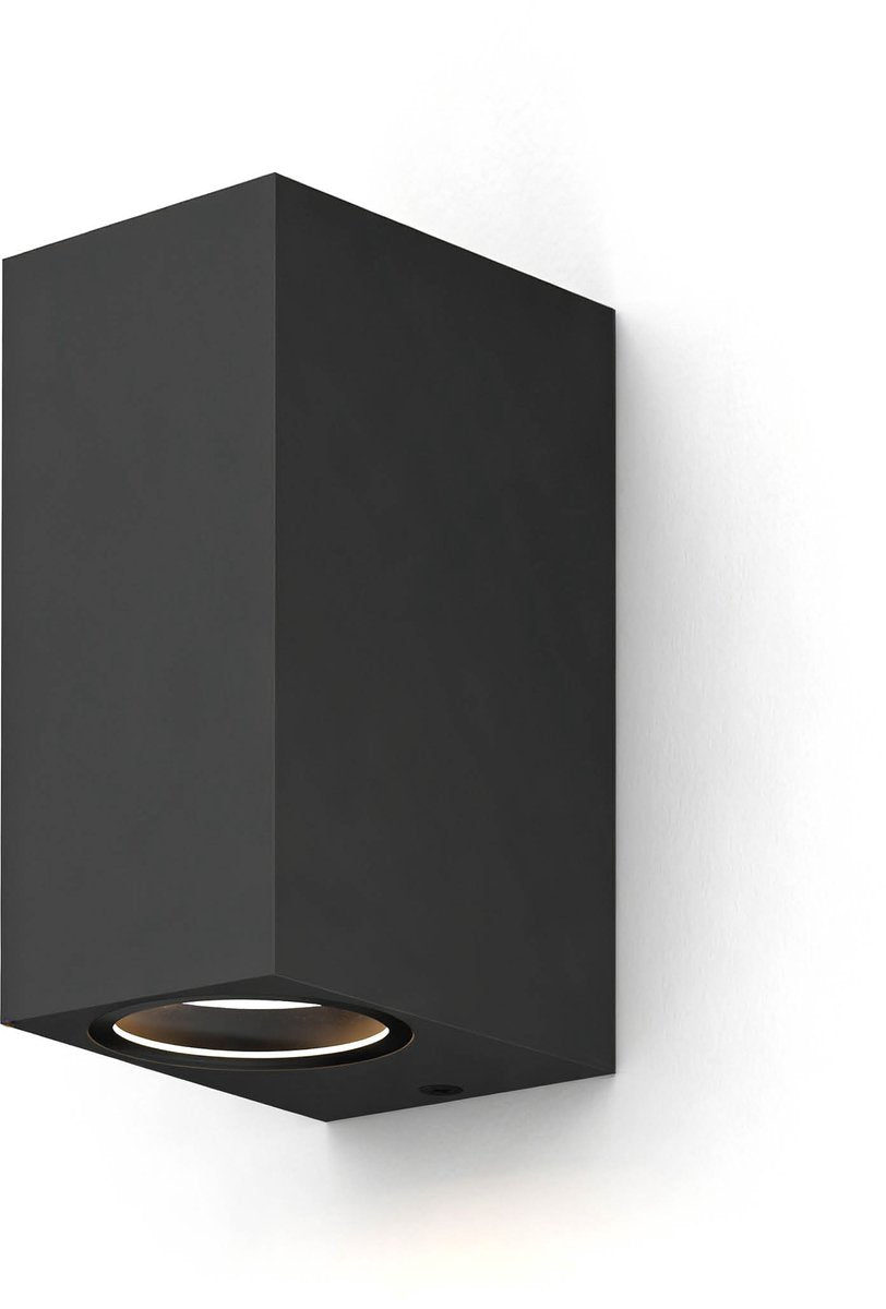Calex aplique up downlight bergamo - 2x gu10 - ip54 resistente al agua y al polvo - apto para interior y exterior - fácil instalación - rectangular - negro