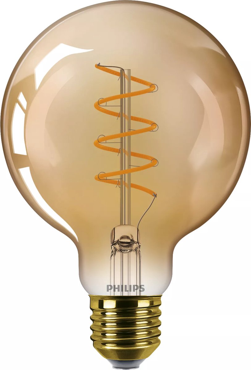 Philips led globe spiraal goud - 60 w - e27 - dimbaar extra warmwit licht
