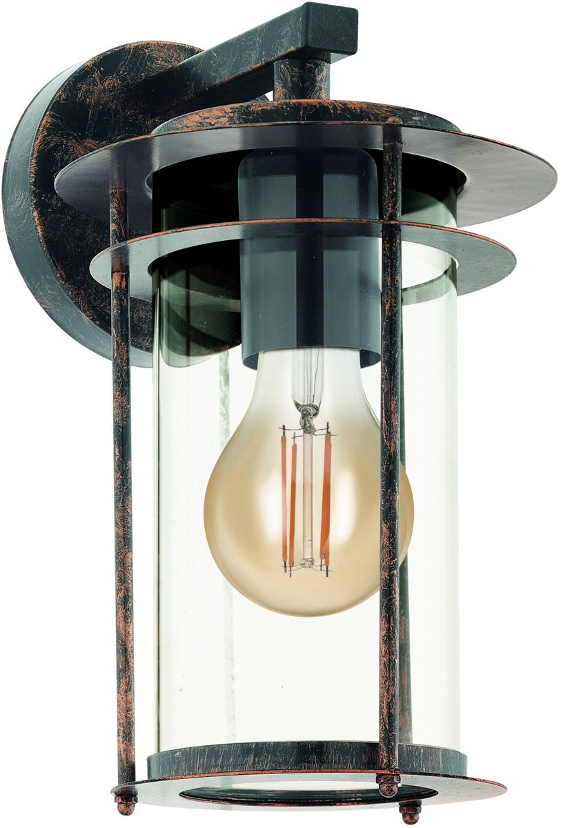 Eglo valdeo wandlamp buiten - e27 - 27,5 cm - koper antiek