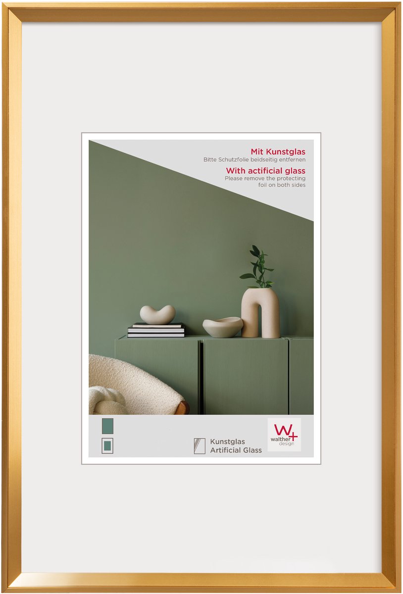 Walther Desire - cornice in plastica - formato foto 50x70 cm - vetro artistico - oro