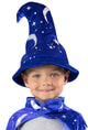 Pequeñas aventuras - sombrero de mago azul real - sombrero suave con estrellas y lunas