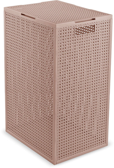 Cesto para la ropa sucia Curver kaya con tapa - 60l - 38x29x58,5 cm - gris pardo cálido -