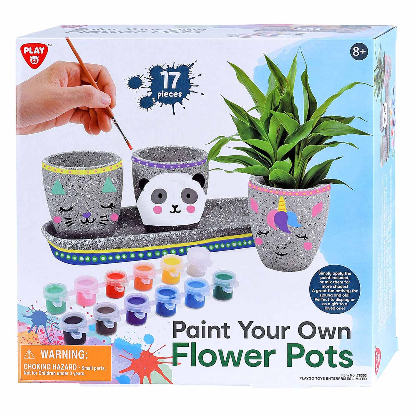 Juega pinta tus propias macetas de flores de cemento, 17dlg.