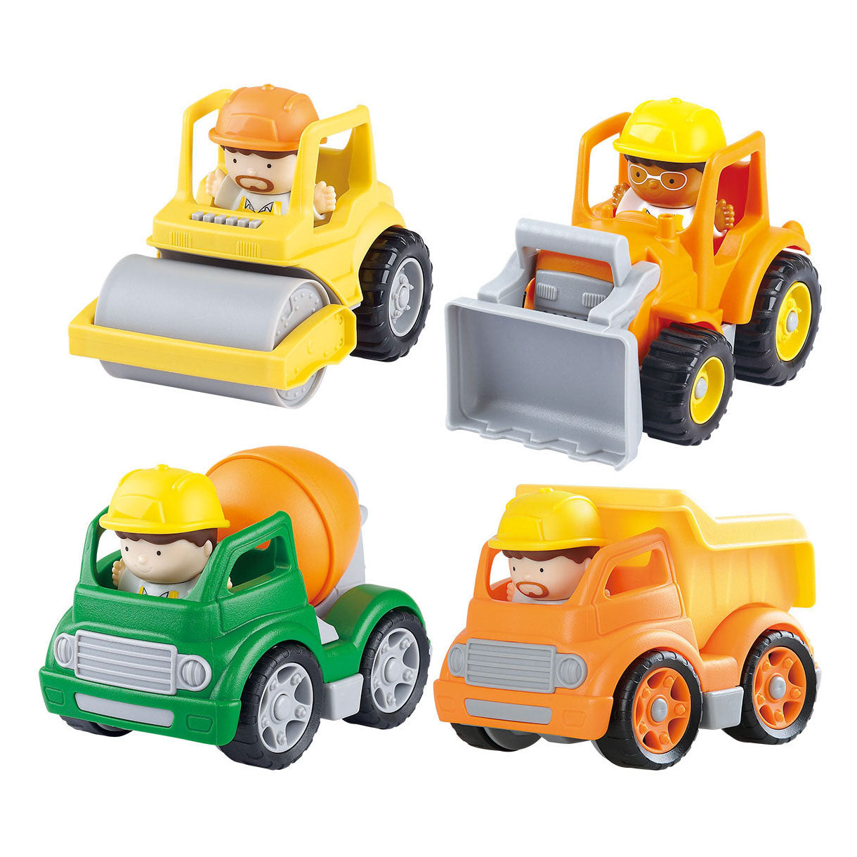 Playgo mini constructie voertuigen met figuren speelset - 8dlg.