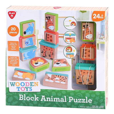 Gioca agli animali da puzzle a blocchi di legno, 20dlg.