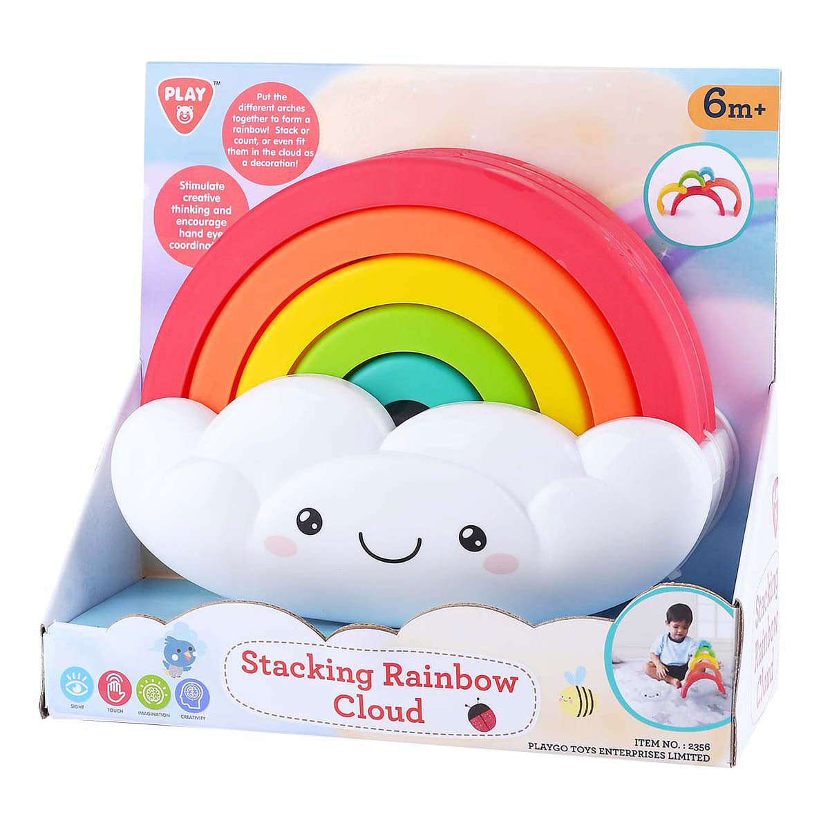 Play rainbow stacking tower, 6dlg.