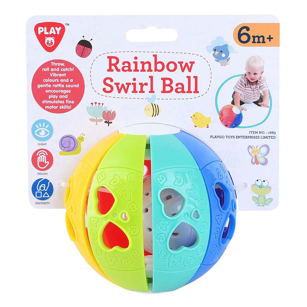 Play rainbow Dwarrel ball with ratchet sound