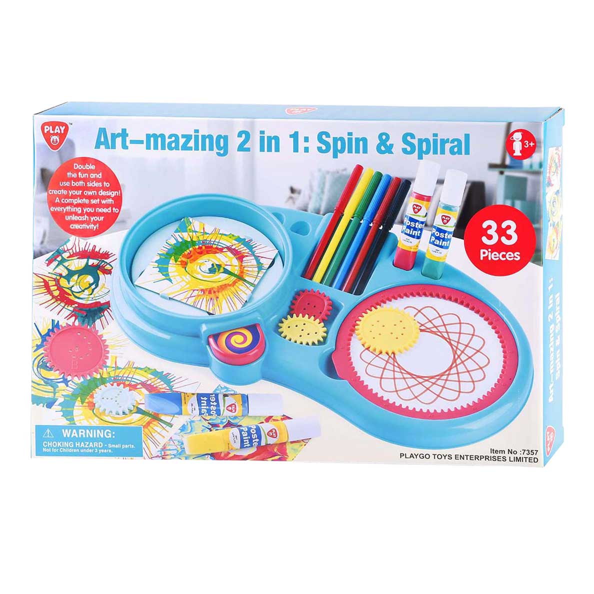 Set da disegno a spirale Playgo 2 in 1 - 33 pezzi.