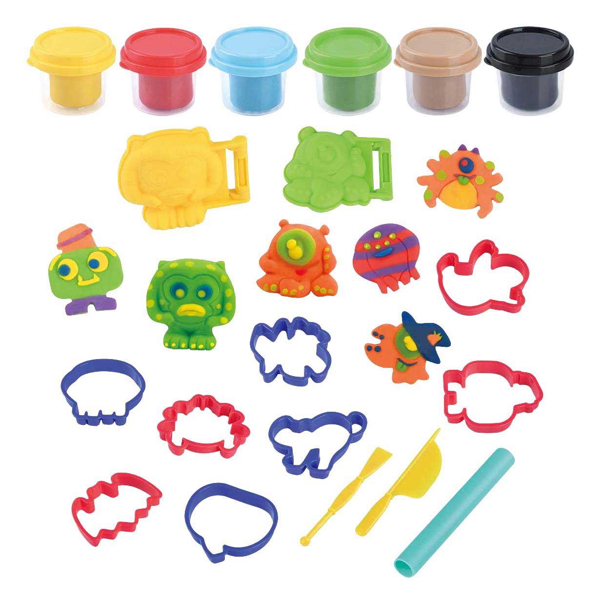 Set de arcilla Playgo monster gang - 6 vasijas de barro