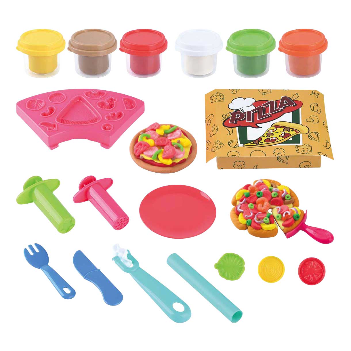 Set de arcilla para pizza Playgo - 6 cazuelas de barro