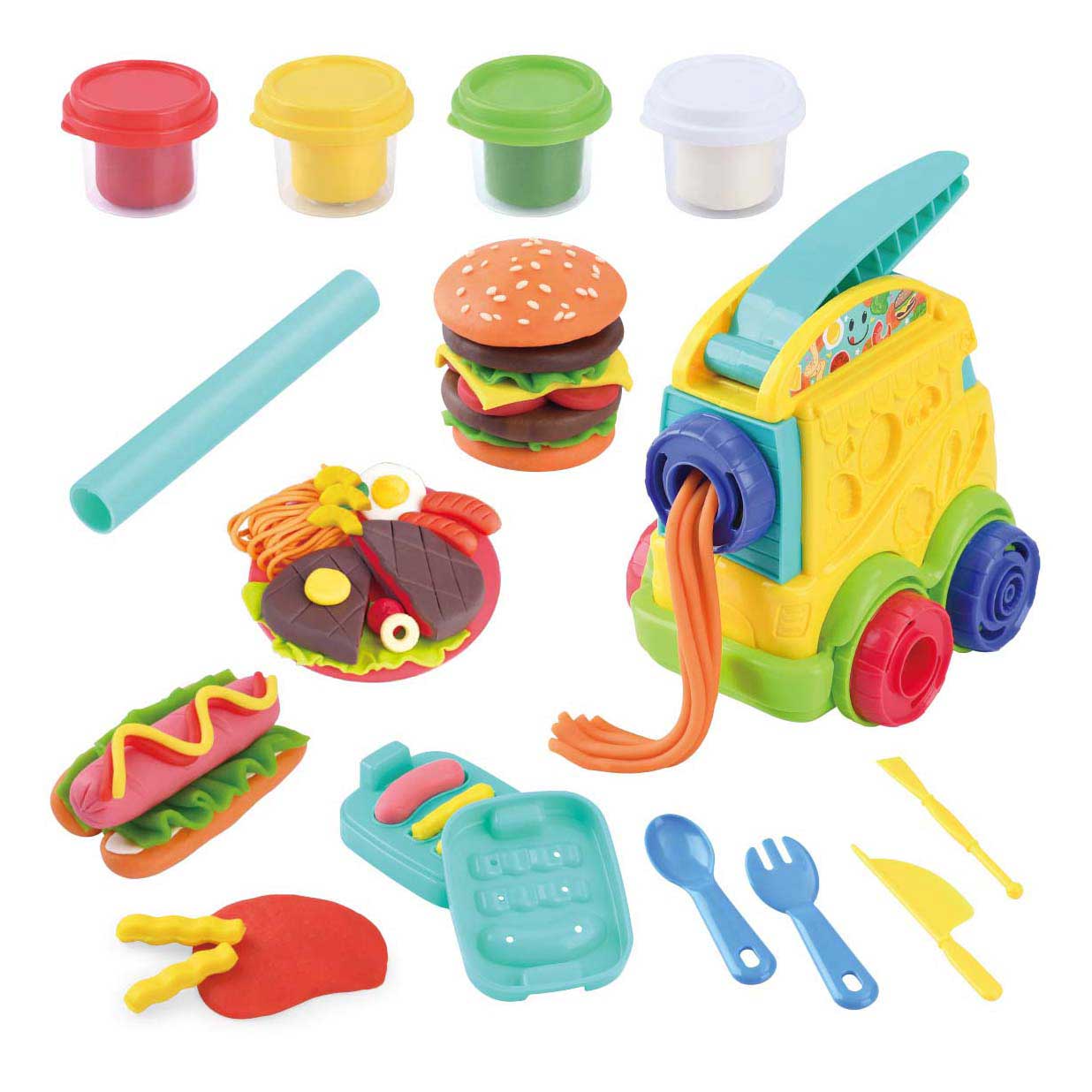 Set de arcilla Playgo food truck - 4 vasijas de barro
