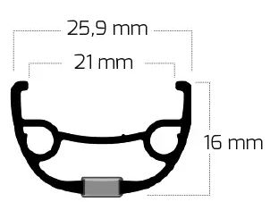 Ryde Velg Rival 21 Disc 28 29 622 X 21C Alluminio 36 fori 14g Nero